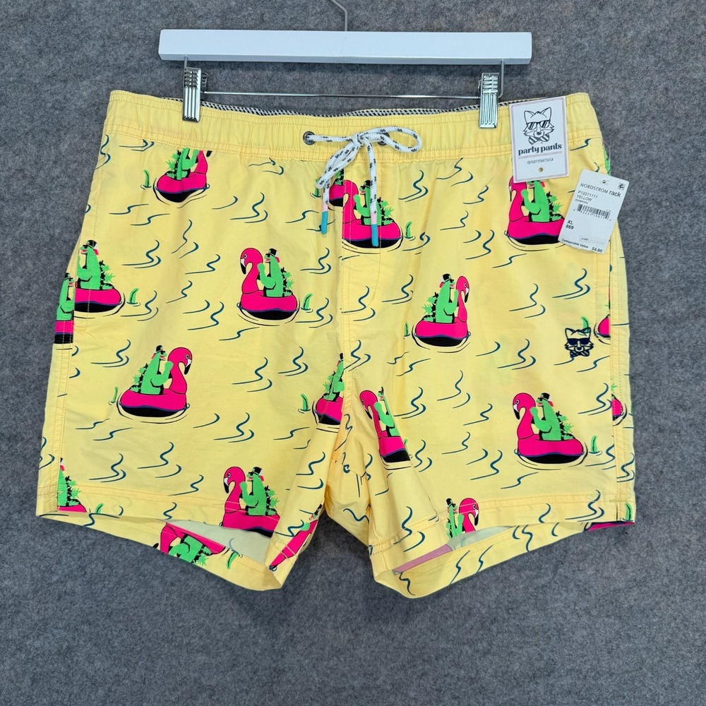 Party Pants River Dino Shorts Mens XL Stretch‎ Trunks Unlined Graphic Dinasaur